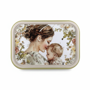 Plateau rectangulaire moderne en métal Kontensan EE164FR 285x400 mm, plateau de service « Amour éternel de la mère », design décoratif fantaisie - Product Image 2