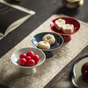 Plateau à fruits haut en céramique, plat rond en porcelaine pour la maison, plateau à thé et à collations, plateau de présentation de desserts pour mariage - Product Image 1