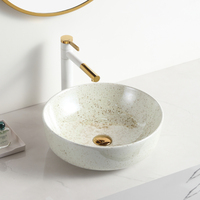 Lavabo de salle de bain rond moderne en marbre massif, facile à nettoyer, à poser sur le comptoir, lavabo décoratif