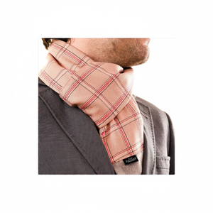 Salmon <b>Red</b> Black Checkered Wool Double Sided Shawl <b>Scarf</b> - Product Image 2