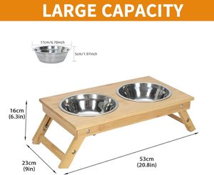 Tempat Makan Anjing Portabel dari Bambu yang Dapat Disesuaikan, Tahan Lama, dan Dapat Ditinggikan untuk Dalam dan Luar Ruangan - Product Image 6