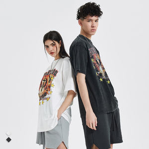 사용자 정의 산성 세척 Dtg 인쇄 빈티지 로고 티 대형 그래픽 100% 면 스트리트웨어 남성 의류 제조 업체 그래픽 - Product Image 3