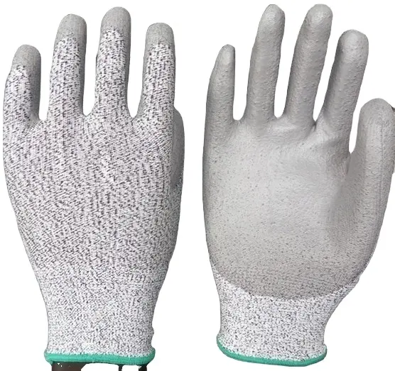 HPPE – gants résistants aux coupures et enduits de PU niveau 5 pour lunettes, gants de travail lourds en métal, grande vente