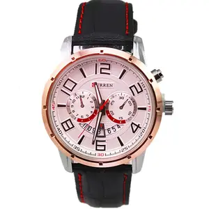 Individuell günstigere Herrenuhren CURREN 8140 Herren Lederband Mode Armbanduhr Quarz Digital leuchtende Uhr