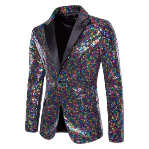 Mode brillant hommes élégant costume Blazer veste un bouton scène effectuer Blazer fête Club chanteur Blazer veste à paillettes - Product Image 6