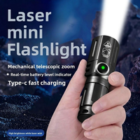 Linterna Telescópica con Zoom Láser Blanca para Exteriores, Mini Linterna Portátil, Linterna Impermeable para Acampar al Aire Libre
