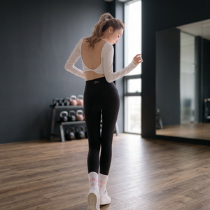 Leggings de yoga noirs sans coutures taille haute, longueur intégrale, extensibles dans quatre directions, design ajouré, couleur unie, pantalon à taille élastique - Product Image 1