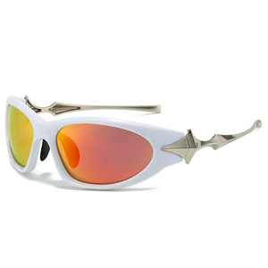 Lunettes de soleil Y2K Cyberpunk 2024 UV400 à monture intégrale en métal, étoiles à quatre branches tendance, transparentes gris-or, enveloppantes - Product Image 2