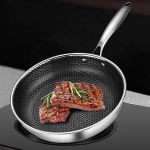 Poêle à frire en acier inoxydable 304 à trois couches épaissies en nid d'abeille pour steak aux œufs frits - Product Image 2