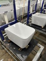 WC suspendu moderne et unique de forme carrée, blanc, avec siphon à trou unique, facile à nettoyer, pour salles de bain de luxe