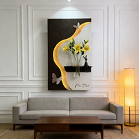 Peinture en relief 3D musulmane, sculpture géométrique texturée, peinture minimaliste en grès faite à la main, impression d'art mural LED, décoration intérieure