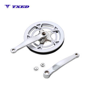 Pédalier <span class=keywords><strong>VTT</strong></span> à 4 pans cannelés 3/32"x44Tx170mm en acier CP, pédalier large type Fish avec plateau argenté et protection extérieure - Product Image 4