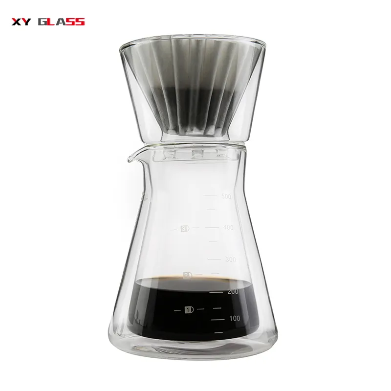 تصميم جديد المنتج المخصص OEM المحمولة بالتنقيط الزجاج صانع القهوة وعاء