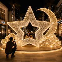 Décoration de Noël géante 3D LED en forme de flocon de neige, lune, nuage et étoile, avec cadre photo et motif lumineux