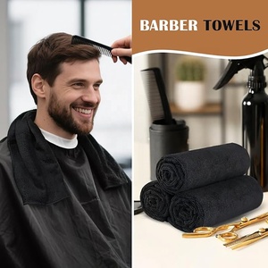Serviettes de salon en coton noir personnalisées avec logo brodé, serviettes de toilette noires absorbantes pour spa, visage et gym, idéales pour l'entraînement - Product Image 3