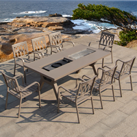 Table de foyer extérieure multifonctionnelle avec barbecue au charbon de bois et fondue électrique personnalisable pour la cuisine en plein air, les fêtes, la cour