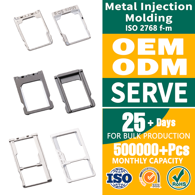 SUS304 Stainless Steel Injection Molding Parts for Mobile Phone SIM Card Tray and Slot Components Source Factory