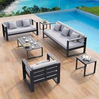 Ensemble de canapés d'extérieur en aluminium durable et écologique, de style postmoderne, en forme de L, pour jardin, villa, patio