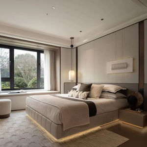 Set di Mobili Moderni per Camera da Letto Pacchetto Completo Design Minimalista con Letto <span class=keywords><strong>King</strong></span> Size Fluttuante e Testiera di Lusso per Attico Contemporaneo - Product Image 2