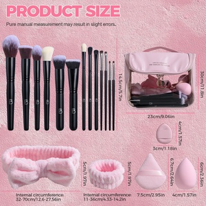 Juego de herramientas de maquillaje para mujeres y niñ<span class=keywords><strong>as</strong></span>, conjunto de regalo, brochas de maquillaje profesionales, soplo de polvo, diademas para lavarse la cara, bolsa de maquillaje, BS-MALL - Product Image 2