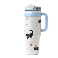 Gobelet isotherme tendance grande capacité en acier inoxydable 316, double boisson, double paille, idéal pour cadeaux promotionnels d'entreprise 001
