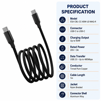 Câble de charge rapide USB C 60W Type C vers Type C 1m, câble de données magnétique auto-organisant en nylon tressé 480 Mbps pour ordinateur portable et tablette