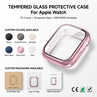 Coques de montre en PC rigide incassable, peintes par pulvérisation, avec protection d'écran pour iWatch 12 46mm 42mm, vente en gros, personnalisables