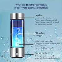 Meilleures ventes, produits tendance, ioniseur, bouteille d'eau portable, USB, titane de qualité, gobelet à eau riche en hydrogène