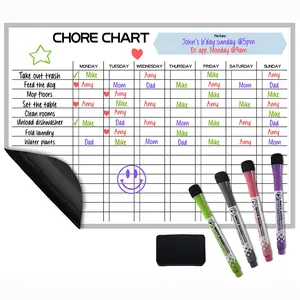 Toptan üretici çocuklar ve bebekler için kuru silinebilir beyaz tahta Set manyetik kartlar Chore grafik