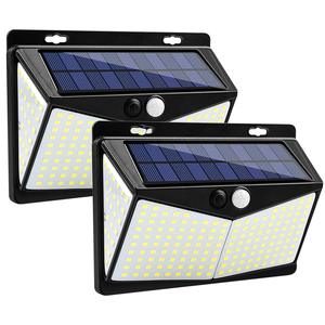 Lampe solaire murale extérieure étanche IP65 à 208 <span class=keywords><strong>LED</strong></span> avec détecteur de mouvement, lampe solaire carrée pour mur, clôture, cour, garage, terrasse, allée - Product Image 1