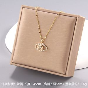 Collar De Acero Inoxidable No Fade Stainless Steel Necklace Rotating Zircon Eye <b>Titanium</b> Steel Clavicle <b>Chain</b> Necklace - Product Image 6