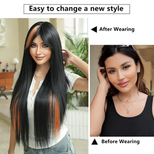 <span class=keywords><strong>Perruque</strong></span> synthétique de cosplay extra longue de 32 pouces de haute qualité pour femmes, orange soleil et bleu néon, <span class=keywords><strong>perruque</strong></span> tendance pour la sub-culture - Product Image 4