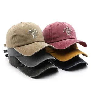 Allibaba COM หมวกเบสบอลแบบไม่มีโครงสร้าง, หมวกเบสบอล6แผงสไตล์วินเทจผ้าซีดจาง