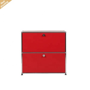 Combinaison modulaire moderne Armoire <span class=keywords><strong>de</strong></span> salon en métal rouge Armoire <span class=keywords><strong>de</strong></span> <span class=keywords><strong>rangement</strong></span> en acier inoxydable à panneau bas avec 2 portes - Product Image 1