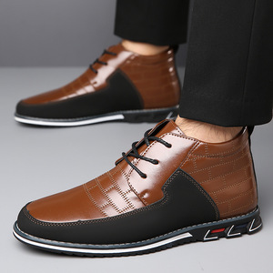Chaussures bateau en cuir pour hommes, bout pointu, couleurs mélangées, semelle extérieure en caoutchouc imperméable, semelle intermédiaire en EVA, style coréen, mode automne - Product Image 5