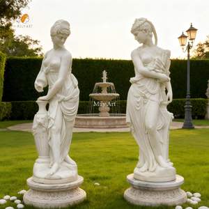 Mily cuộc sống kích thước bằng đá cẩm thạch trắng Lady Tượng điêu khắc cho lâu đài sân trang trí nội thất - Product Image 1