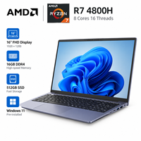 Ordinateur portable professionnel AMD Ryzen7 4800H 16 pouces, 8 cœurs, 16 threads, 2,90 GHz, WIFI6, DDR4, SATA 128 Go-1 To, TYPE-C