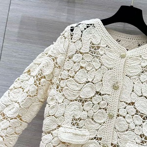 Nuovo 2024 <span class=keywords><strong>Cardigan</strong></span> lavorato a maglia autunno inverno cappotti di alta qualità da donna lavorati all'uncinetto a maniche lunghe Casual <span class=keywords><strong>Cardigan</strong></span> maglione <span class=keywords><strong>Beige</strong></span> Top - Product Image 4
