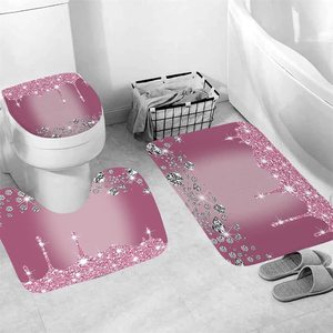 Ensemble de 4 rideaux de <span class=keywords><strong>douche</strong></span> en diamant scintillant avec tapis, rideaux de salle de bain modernes et luxueux, colorés et brillants, avec 12 crochets - Product Image 6