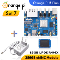 Orange Pi 5 Plus 16 Go de RAM + 256 Go de module Emmc + Alimentation Ordinateur monocarte RK3588 Module PCIE WiFi-BT externe SSD 8K
