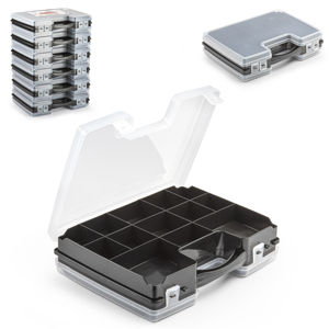 Boîte de rangement multifonctionnelle en plastique noir Saturn avec séparateurs pour l'organisation de la maison, durable, réutilisable, capacité standard - Product Image 1