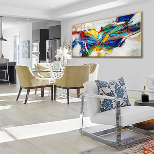 Bức Tranh Toàn Cảnh Dài Mảnh Mai Màu Sắc Tươi Sáng Tranh Trừu Tượng Thủ Công Hiện Đại Khung Quá Khổ Nghệ Thuật Treo Tường Trừu Tượng - Product Image 5