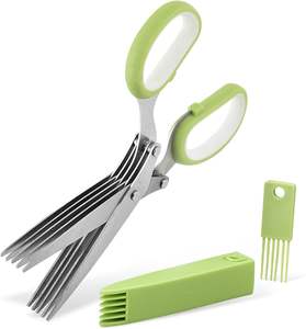 Ciseaux de cuisine professionnels multifonctions en acier inoxydable de 7,5 pouces avec 5 lames, ciseaux à herbes avec peigne - Product Image 1