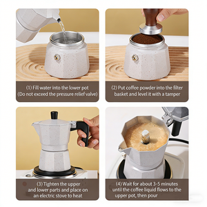 Cafetière à expresso portable Kingze, style italien classique, 2 tasses, en aluminium écologique, type <span class=keywords><strong>Moka</strong></span> - Product Image 4