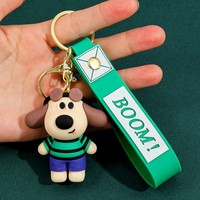 Porte-clés en silicone personnalisé en forme de chien dessin animé, pendentif de sac, figurine décorative pour voiture, unisexe, pour fêtes