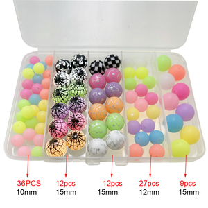 Nuevas Cuentas de Silicona con Estampado de Calavera de Araña de Halloween, 95 Piezas/caja, 10mm/12mm/15mm, Brillan en la Oscuridad, para Hacer Pulseras y Manualidades con Bolígrafos - Product Image 4