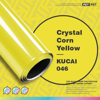 KUCAI PET Crystal Corn Yellow Gloss Adhesive Vinyl Original Paint Metallic Car Wrap Vinyl 1.52*17m/roll