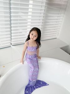 Traje de Baño de Bikini con <span class=keywords><strong>Cola</strong></span> de Sirena para Niñas, Cintura Elástica, Poliéster/Nailon, para Playa - Product Image 3