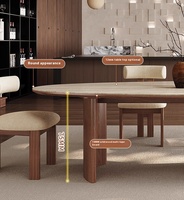 Ensemble de table à manger ovale au design moderne, marbre en grain de noyer, pieds en bois massif avec pierre frittée pour salle à manger et restaurant