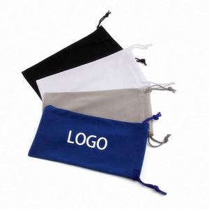 Wholesale Logo Custom <b>Black</b> White Eyeglasses Pouch Microfiber <b>Sunglasses</b> Bag 18*9cm - Product Image 1